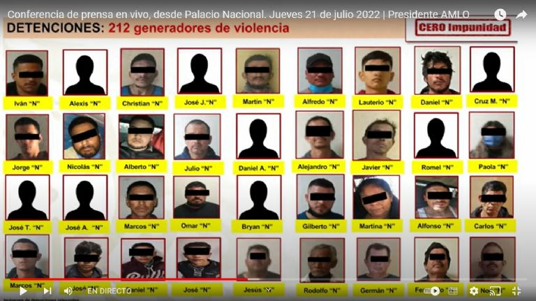 En la imagen, algunos de los generadores de violencia detenidos en Cajeme, Sonora, este 2022. Foto: Gobierno de México