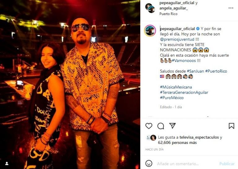 Ángela Aguilar y Pepe Aguilar previo a los Premios Juventud