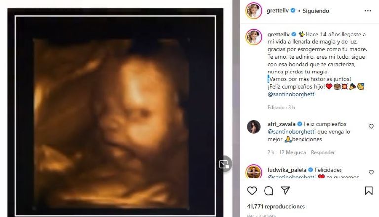 Grettell Valdez felicita a Santino por su cumpleaños