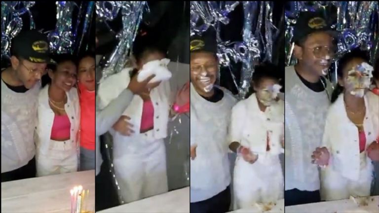 Kalimba embarra de pastel a su hija