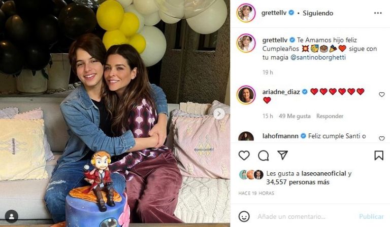 Grettell Valdez y Santino Borghetti en su fiesta de cumpleaños
