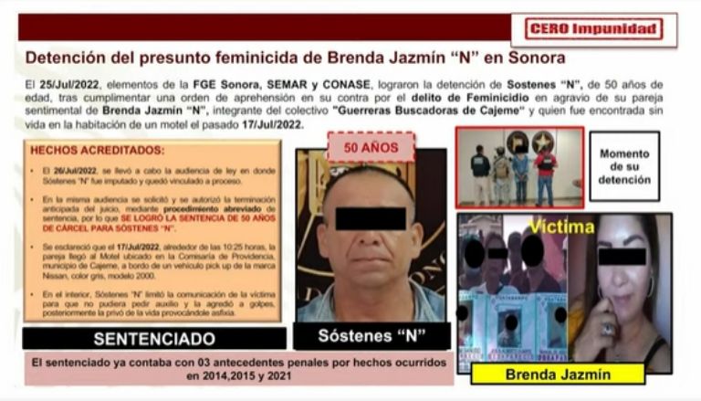 Confirma SSPC sentencia a Sóstenes 'N' por feminicidio de Brenda Jazmín en Cajeme. Foto: Gobierno de México