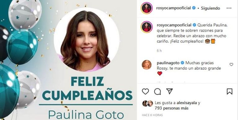 Rosy Ocampo felicita a Paulina Goto