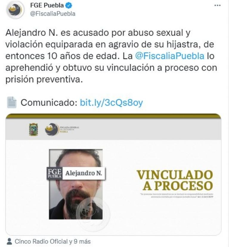 Detienen a Alejandro por abusar de su hijastra