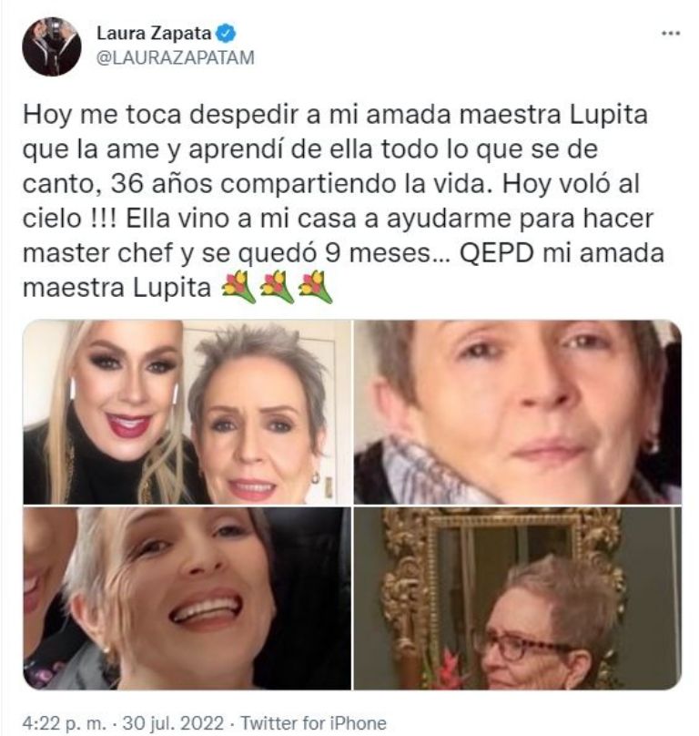 Laura Zapata envía doloroso mensaje
