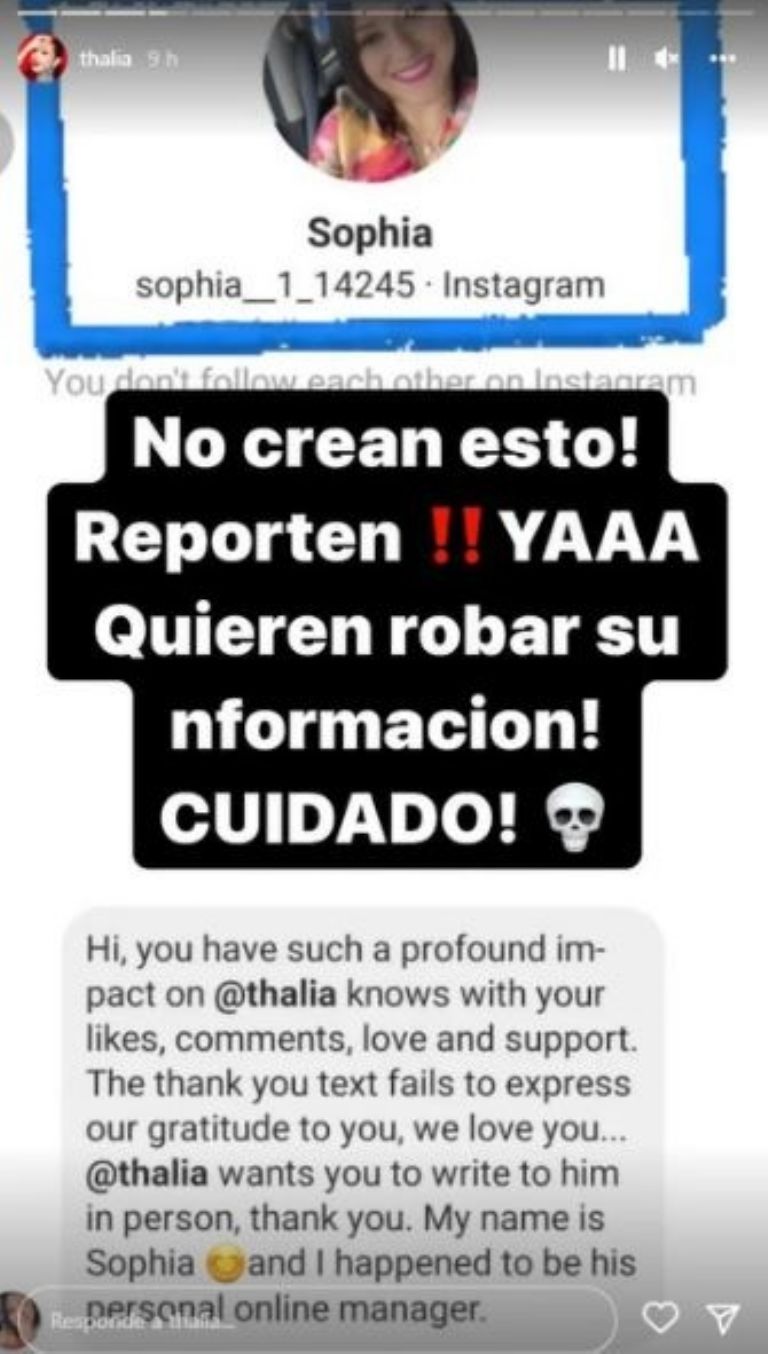 Estafadores contactan a fans de Thalía