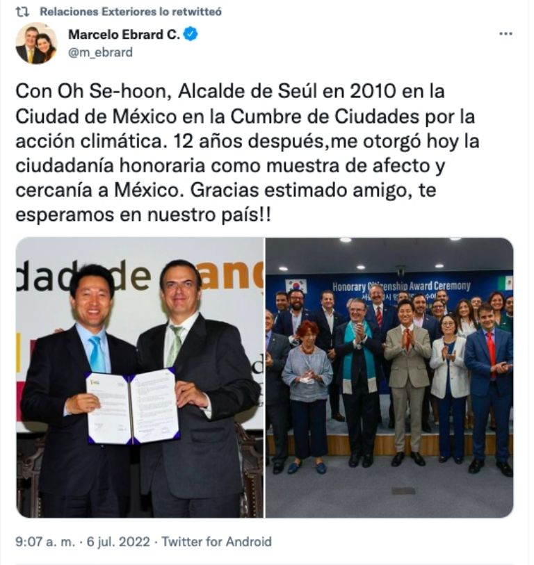 Tuit Marcelo Ebrard 