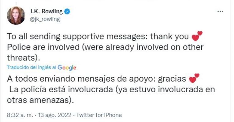 Tuit de J. K. Rowling