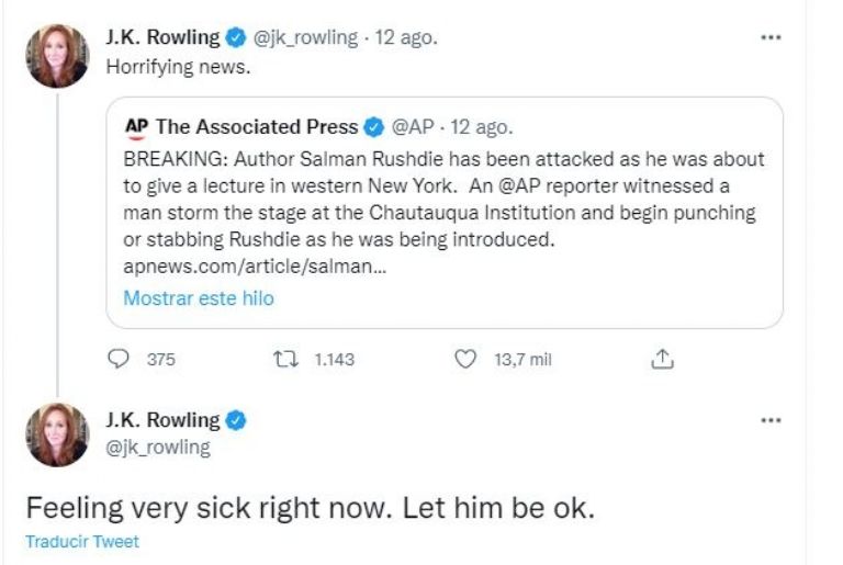 J. K. Rowling se preocupa por Salman Rushdie