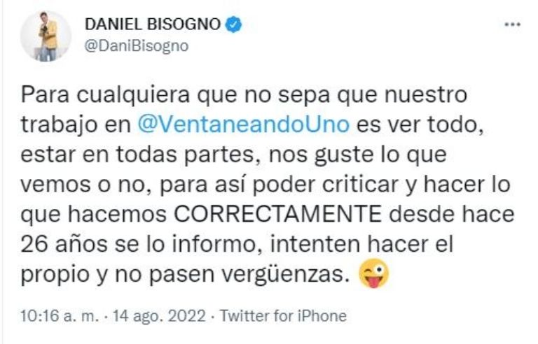 Tuit de Daniel Bisogno