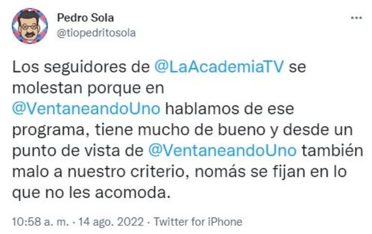 Tuit de Pedro Sola