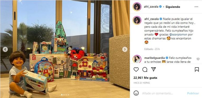 Hijo de África Zavala y sus regalos