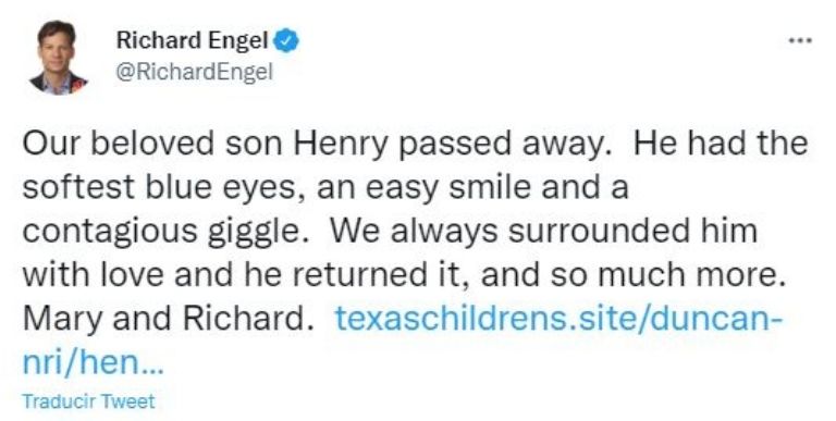 Richard Engel informa sobre el fallecimiento de su hijo