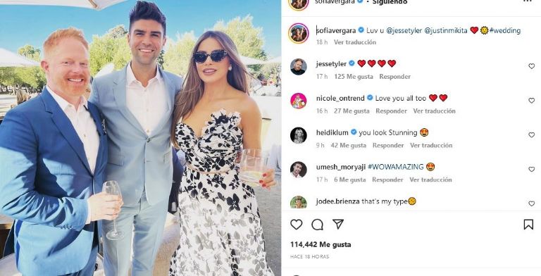 Sofía Vergara en la boda de Sarah Hyland y Wells Adams