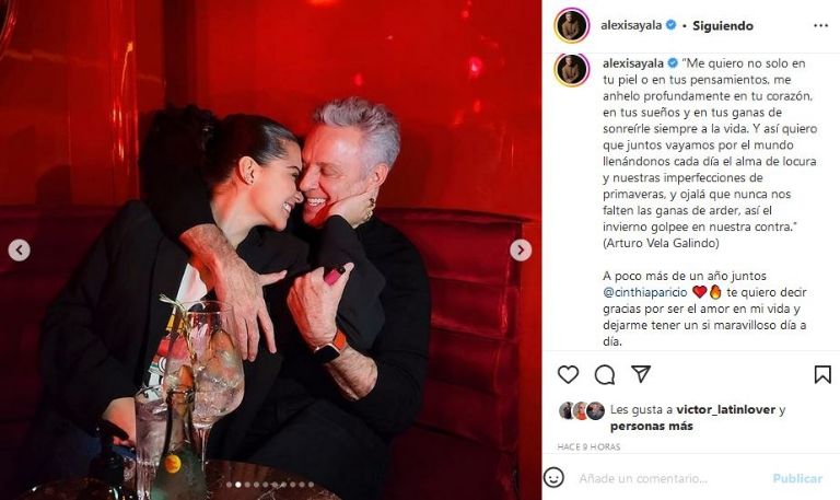 Publicación de Alexis Ayala para Cinthia Aparicio