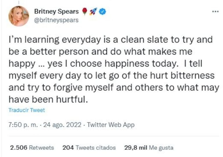 Tuit dos de Britney Spears