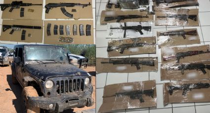 Golpe al narco en Sonora: Aseguran auto robado, 17 armas largas y cerca de mil cartuchos
