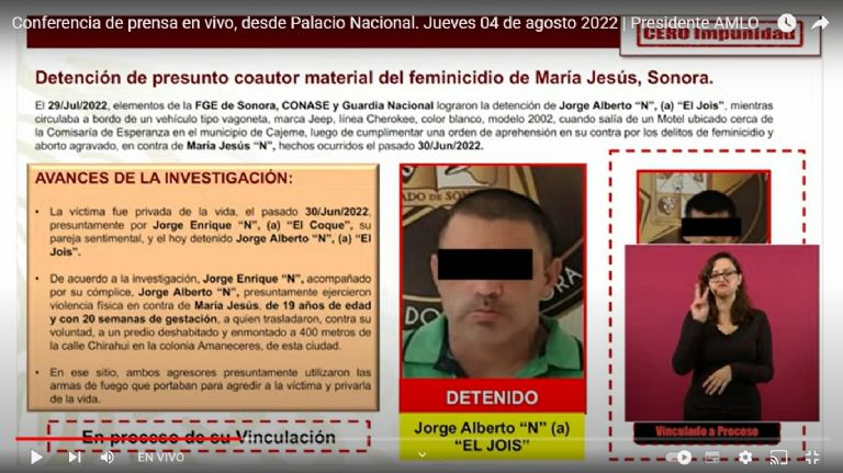 La SSPC informa la detención del segundo implicado en el feminicidio de María de Jesús. Foto: Gobierno de México