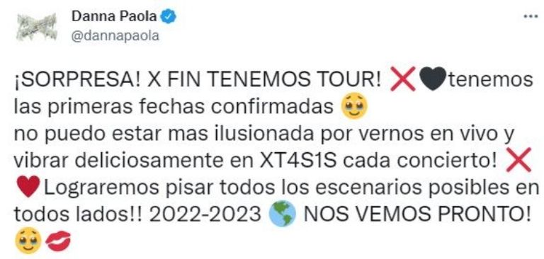 Tuit de Danna Paola