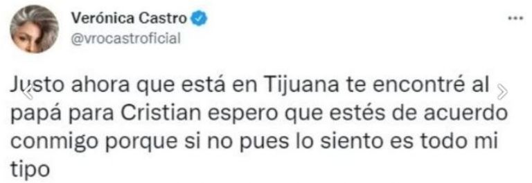 Tuit de Verónica Castro del 23 de julio