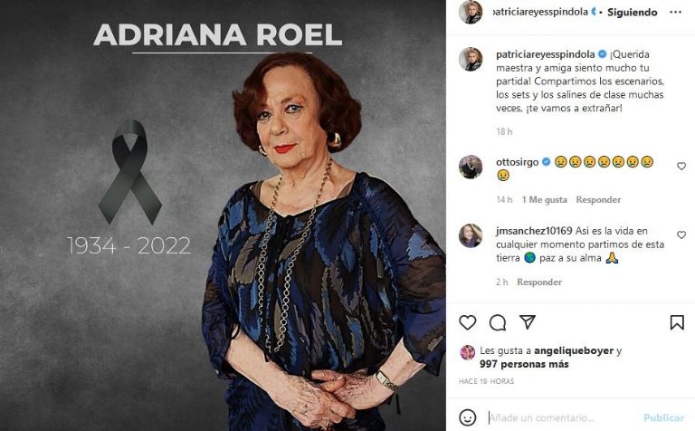 Patricia Reyes Spíndola se despide de Adriana Reyes