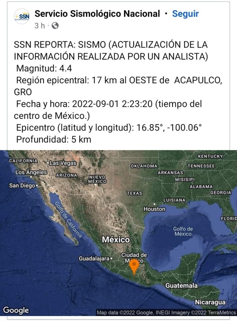 Tiembla en Guerrero; SSN informa. Foto: Twitter