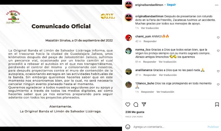 Comunicado La Original Banda el Limón 