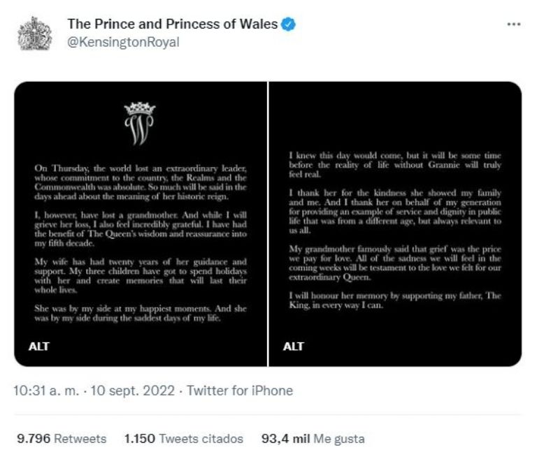 Comunicado del príncipe William