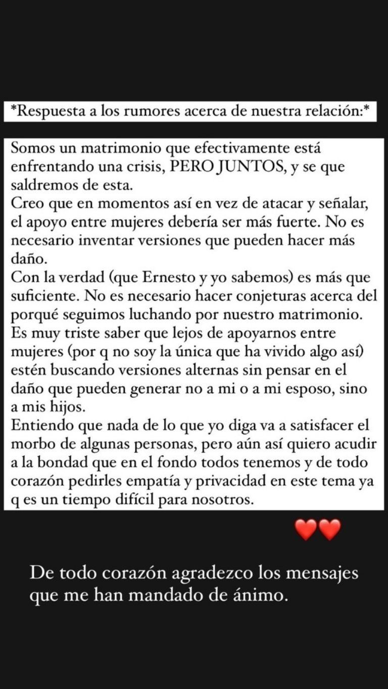 El comunicado publicado por Charito Ruiz