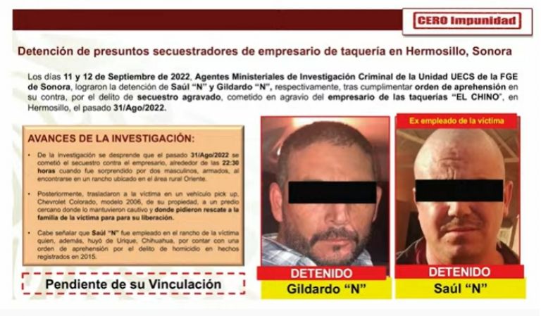 SSPC informa sobre detención de secuestradores en Sonora. Foto: Gobierno de México