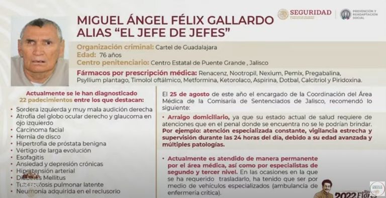 En la imagen, los padecimientos de Félix Gallardo. Foto: Gobierno de México