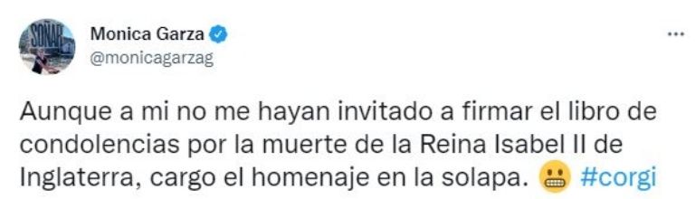 Tuit de Mónica Garza