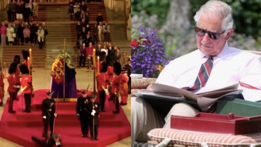 VIDEO: Mientras Carlos III se da un día libre, guardia se desmaya vigilando el féretro de la Reina Isabel II