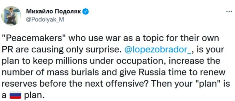 Mensaje Ucrania a AMLO 