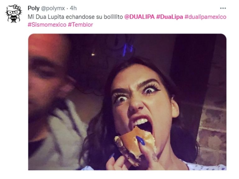 Memes de Dua Lipa por el sismo en CDMX. Foto: Twitter