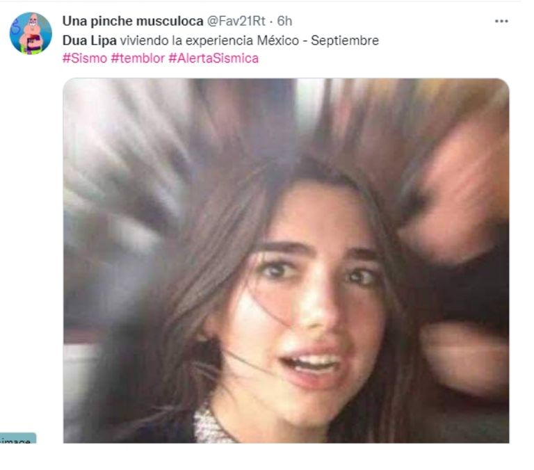 Memes de Dua Lipa por el sismo en CDMX. Foto: Twitter
