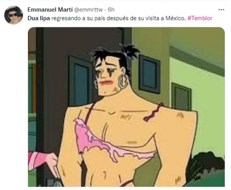 Memes de Dua Lipa por el sismo en CDMX. Foto: Twitter