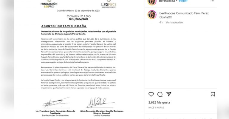 Comunicado de la familia de Octavio Ocaña