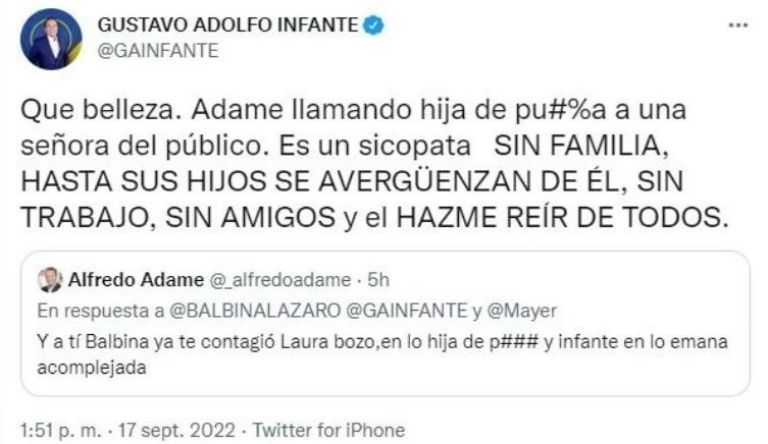Tuit de Gustavo Adolfo Infante