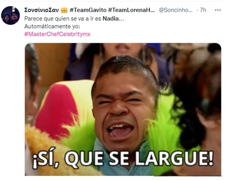 Memes por la eliminación de Nadia de 'MasterChef Celebrity' México. Foto: Internet
