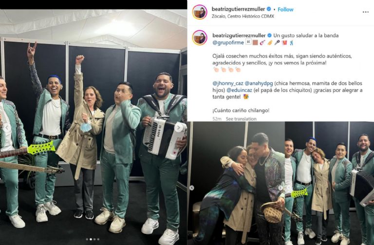 La esposa del presidente AMLO también disfrutó del concierto de Grupo Firme. Foto: Instagram