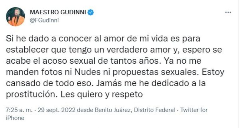 Maestro Gudinni pide que cesen el acoso