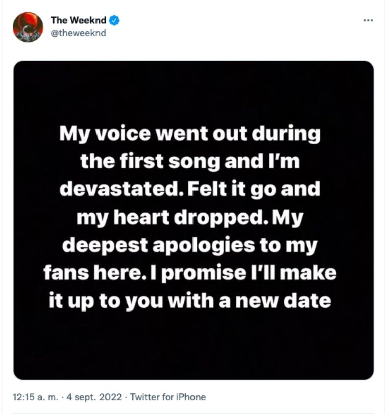 Comunicado The Weeknd 