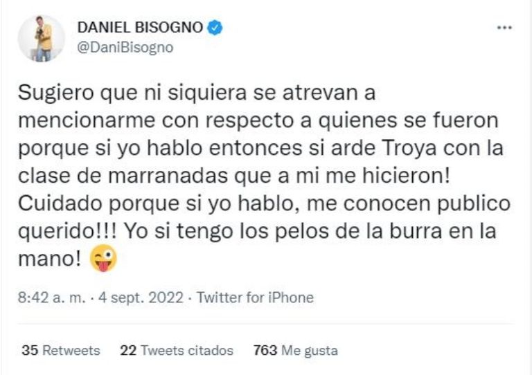 Tuit de Daniel Bisogno