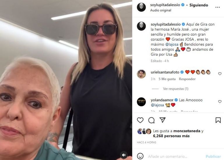 Lupita D'Alessio llega con María José al aeropuerto 