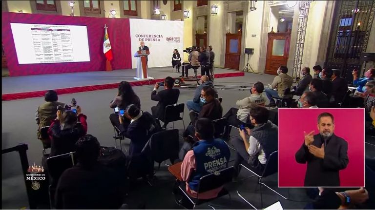 En la imagen, el presidente AMLO en su habitual conferencia de prensa. Foto: Gobierno de México