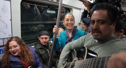 Con canción incluida Claudia Sheinbaum viaja en la Línea 12 del Metro de la CDMX