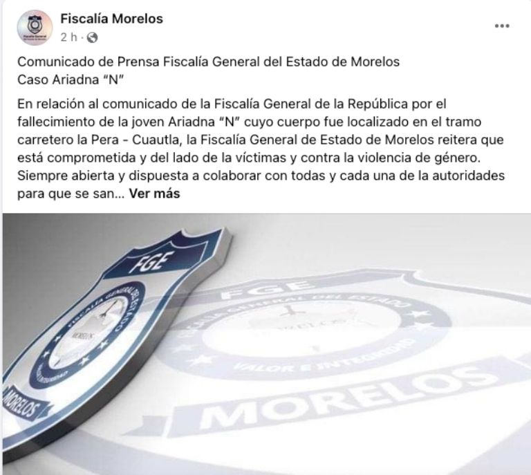 Comunicado Fiscalía de Morelos 