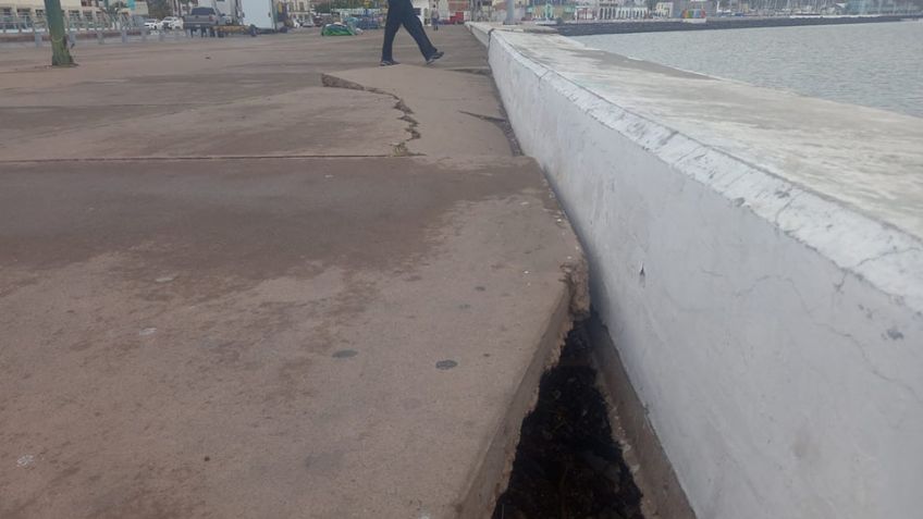 Malecón de Guaymas presenta 'hundimientos'; autoridades no atienden