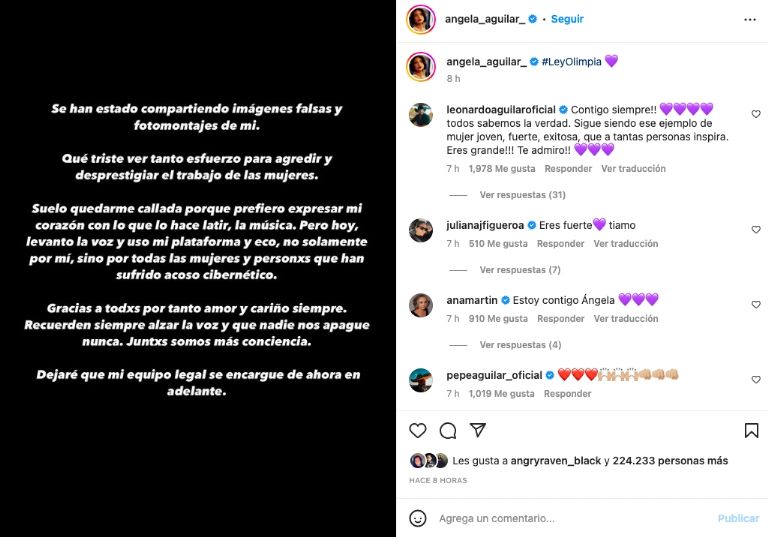 Comunicado Ángela Aguilar 
